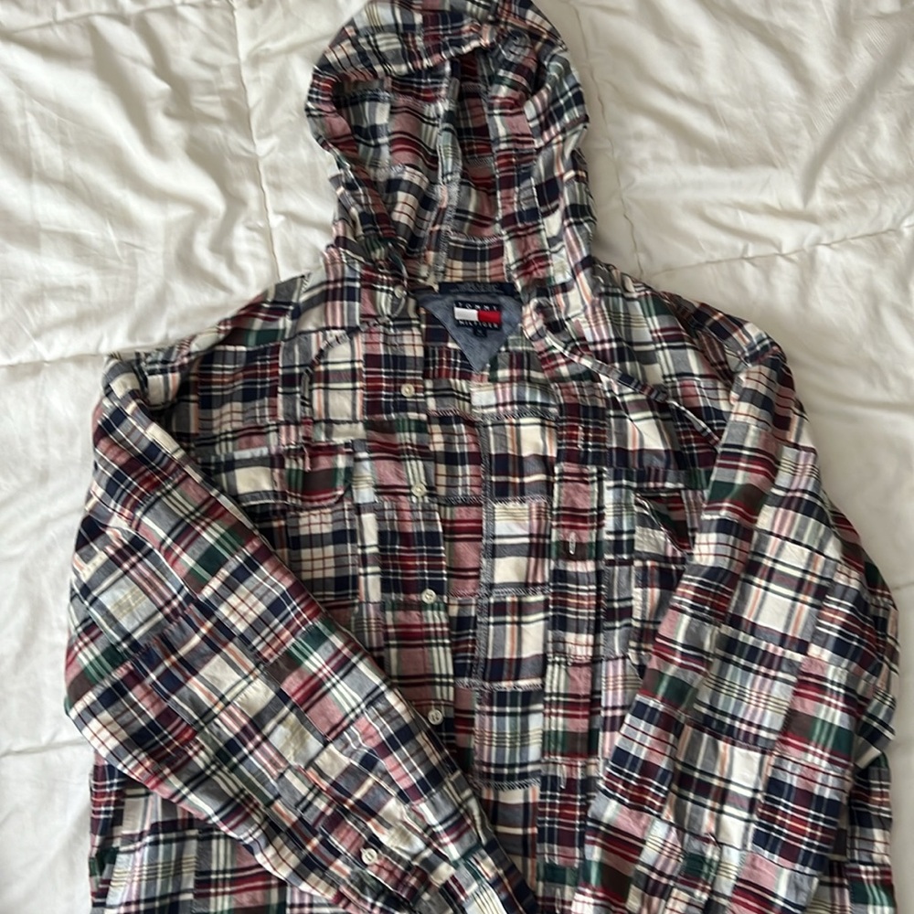 Tommy Hilfiger Oversized Flannel Top with Hood